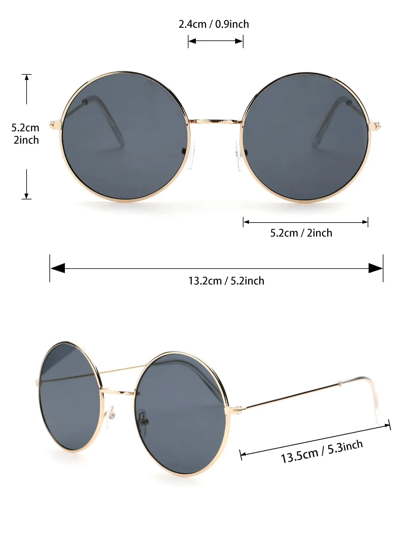 2PCS Unisex Round Metal Trendy Frame Vintage Street Style Y2K Sunglasses For Outdoor Travel Fishing Clothing Accessories