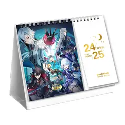 2024-2025 Game Genshin Impact Desk Calendars Xiao Hutao Wendi Cartoon Characters Dual Calendars School Supplies