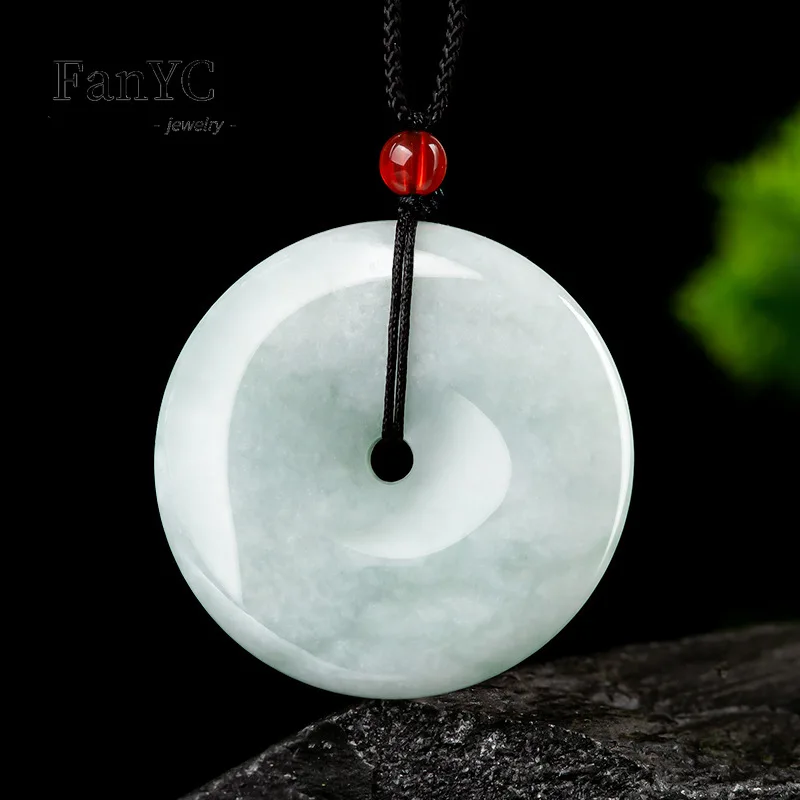 

Myanmar A-goods Jadeite Amulet Pendant Exquisite Luxury Fashion Glutinous Jade Necklace Men and Women Holiday Gift