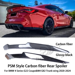 For BMW 4 Series G22 Coupe&M4 G82 PSM Style Carbon fiber Rear Spoiler Trunk wing 2020-2024 Carbon fiber Glossy black