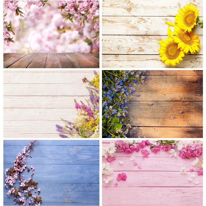 

SHUOZHIKE Art Fabric Photography Backdrops Props Flower Wood Planks Photo Studio Background CHM-13