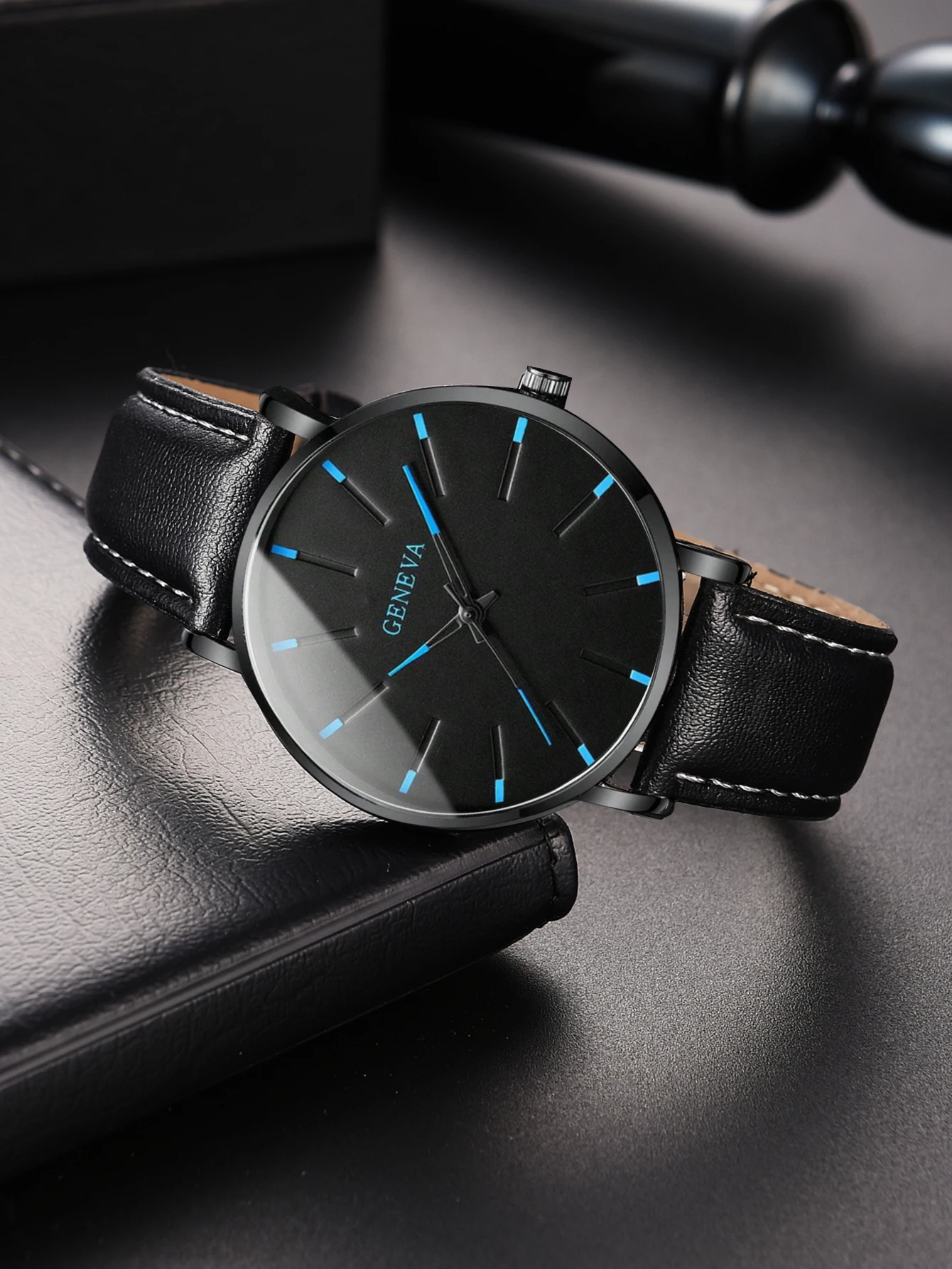 Watch + Bracelet 2023 Minimalist Men\'s Fashion Ultra Thin Watches Simple Men Business PU Leather Strap Quartz Watch