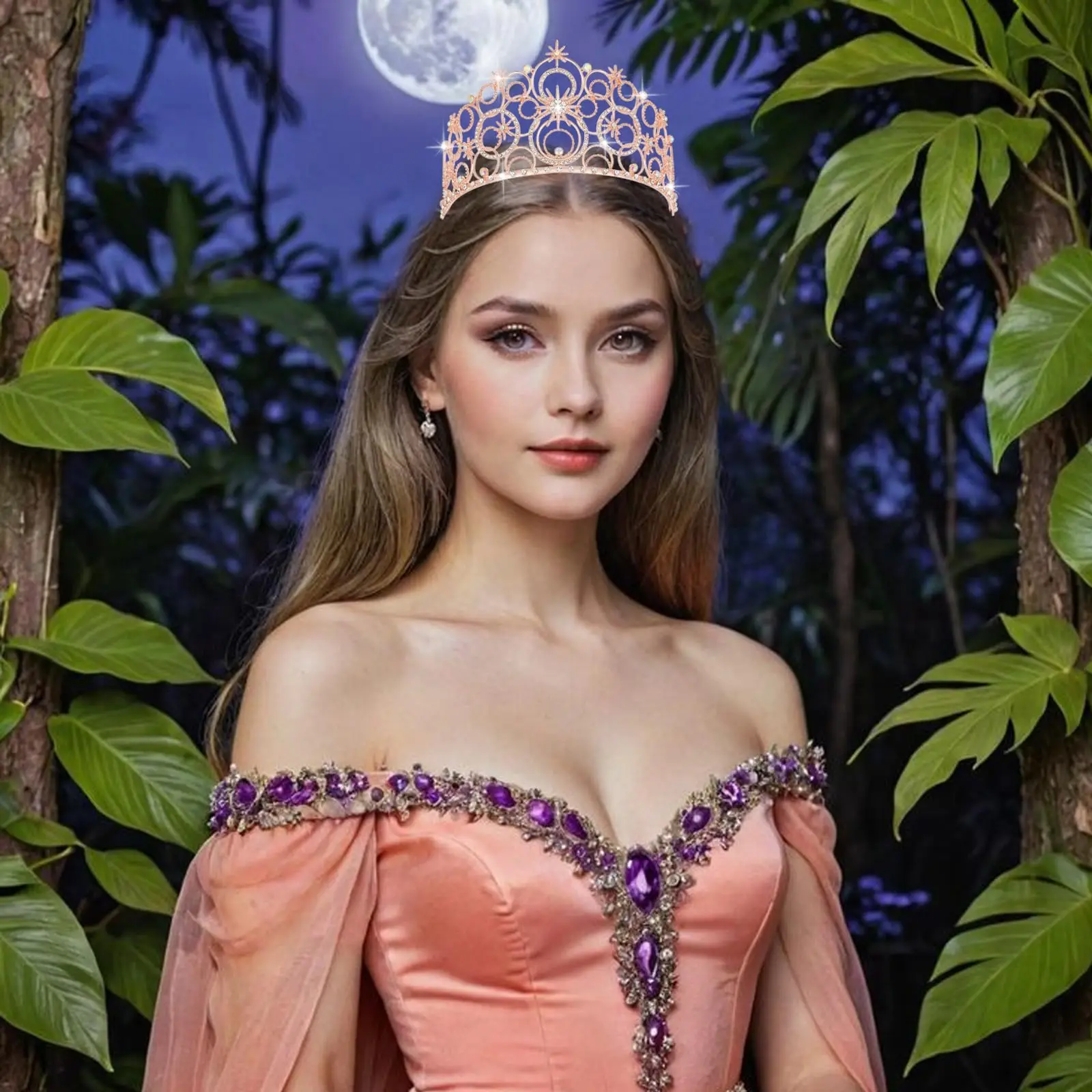 Wicked Glinda Crown Cosplay Fantasia Disguise Costume Headgear for Women Girls Dress Up Halloween Carnival Costume Accessories