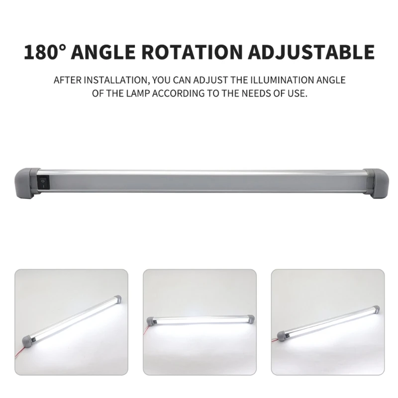 

LED Awning Light Bar 180° Rotation for RV Camper Trailer Truck Caravan 150 Lumen 12V-24V Light Bar with Switch On Off Button