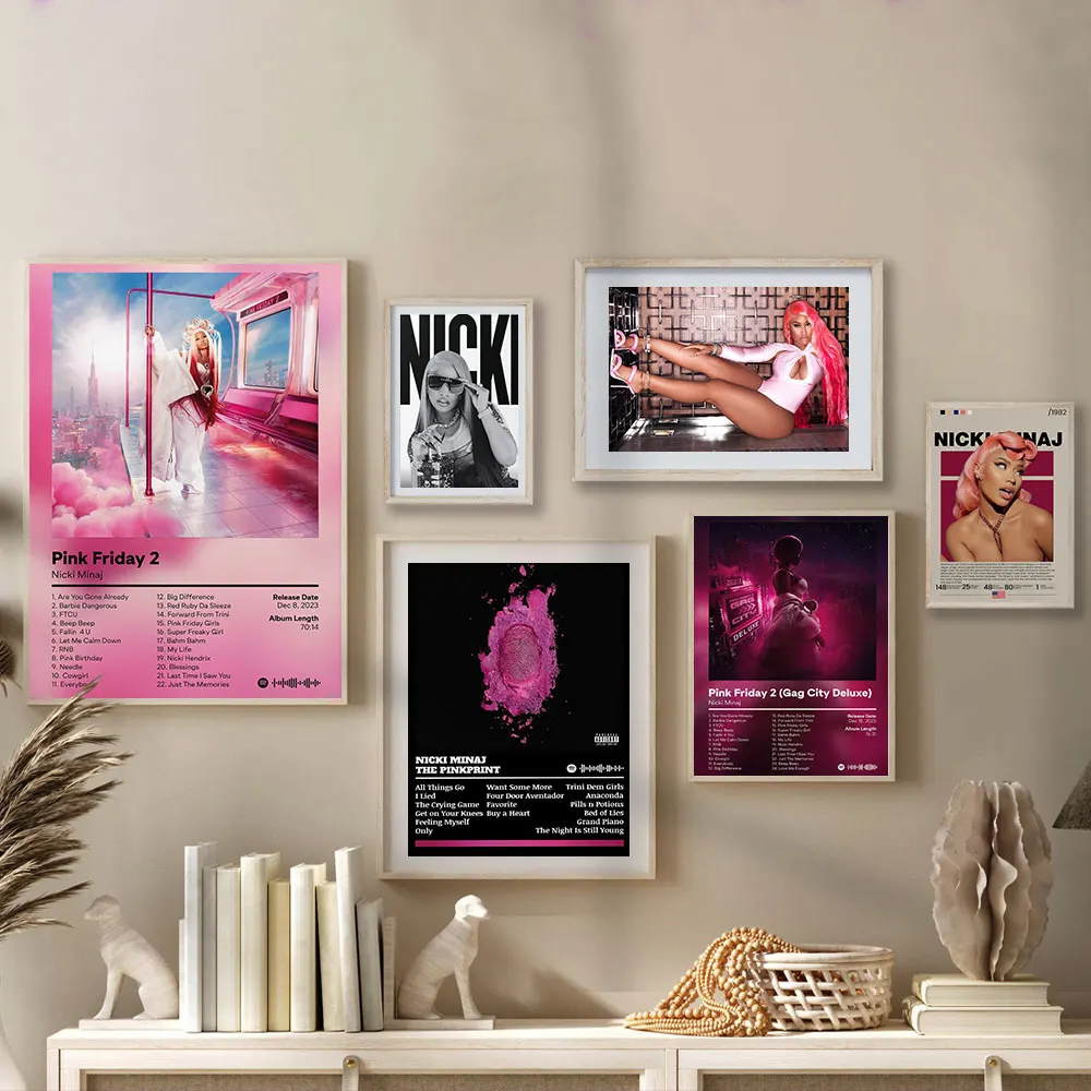 Pop Music Album Cover Rapper Nicki Minaj Poster Aesthetic Hip Hop Girl Singer Canvas Print Painting Wall Art Home Room Decor
