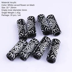 10pcs Hair Braid Dread Dreadlock Plastic Beads Rings Tube Braiding Retro Golden/Silver/Black Hair Accessories