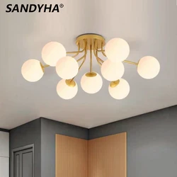 Nordic Milk White Glass Chandel Ceiling Lights for Living Room Bedroom LED Chandelier Kitchen Light Black Lighting Light Fixture