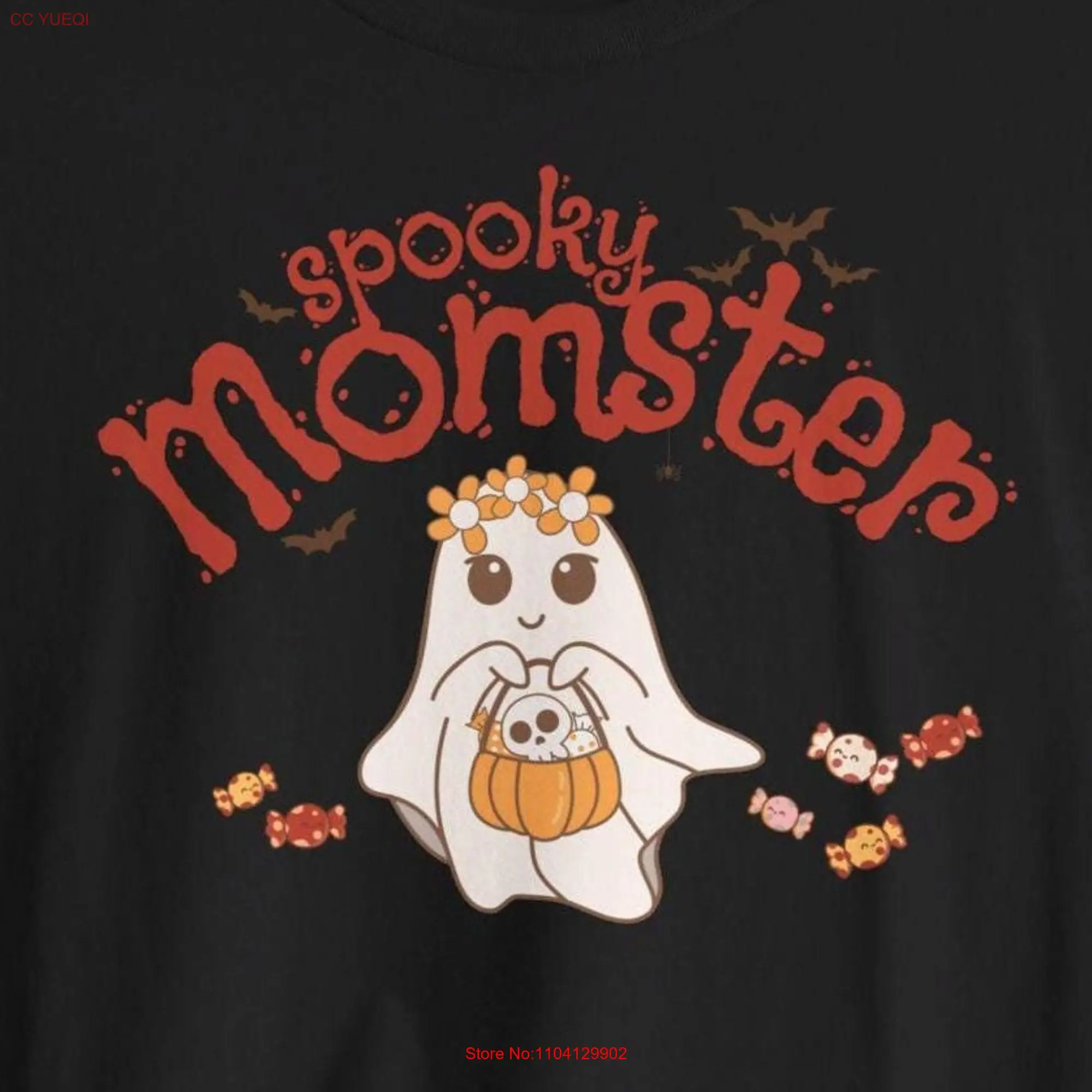 Spooky Momster Cute Ghost T Shirt long or short sleeves