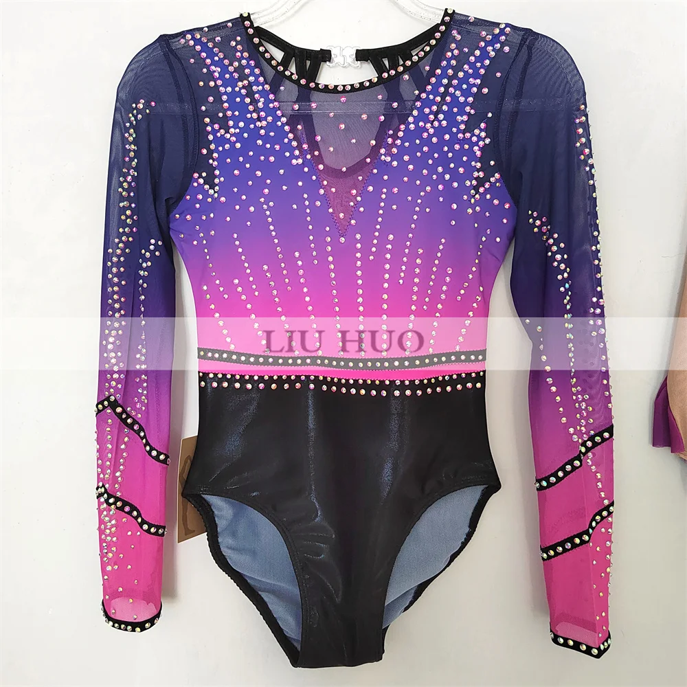 

LIUHUO Customize Women Girl Costume Performance Rhythmic Gymnastics Leotards Competition Ice Skating Dress Purple Teen Modern