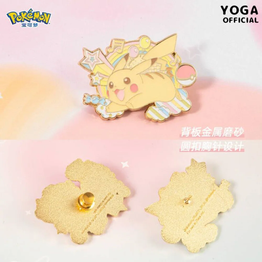 New 12PCS Genuine Original Pikachu Eevee Morpeko Hungry Galarian Ponyta 4-4.7CM Metal Badge Brooch Action Figures Toy