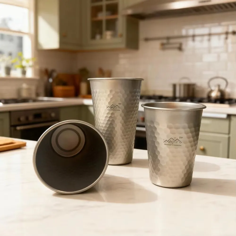350/500/600ml Pure Titanium Titanium Drinking Cups Durable Ultra-Light Titanium Beer Mug Portable Water Tumblers