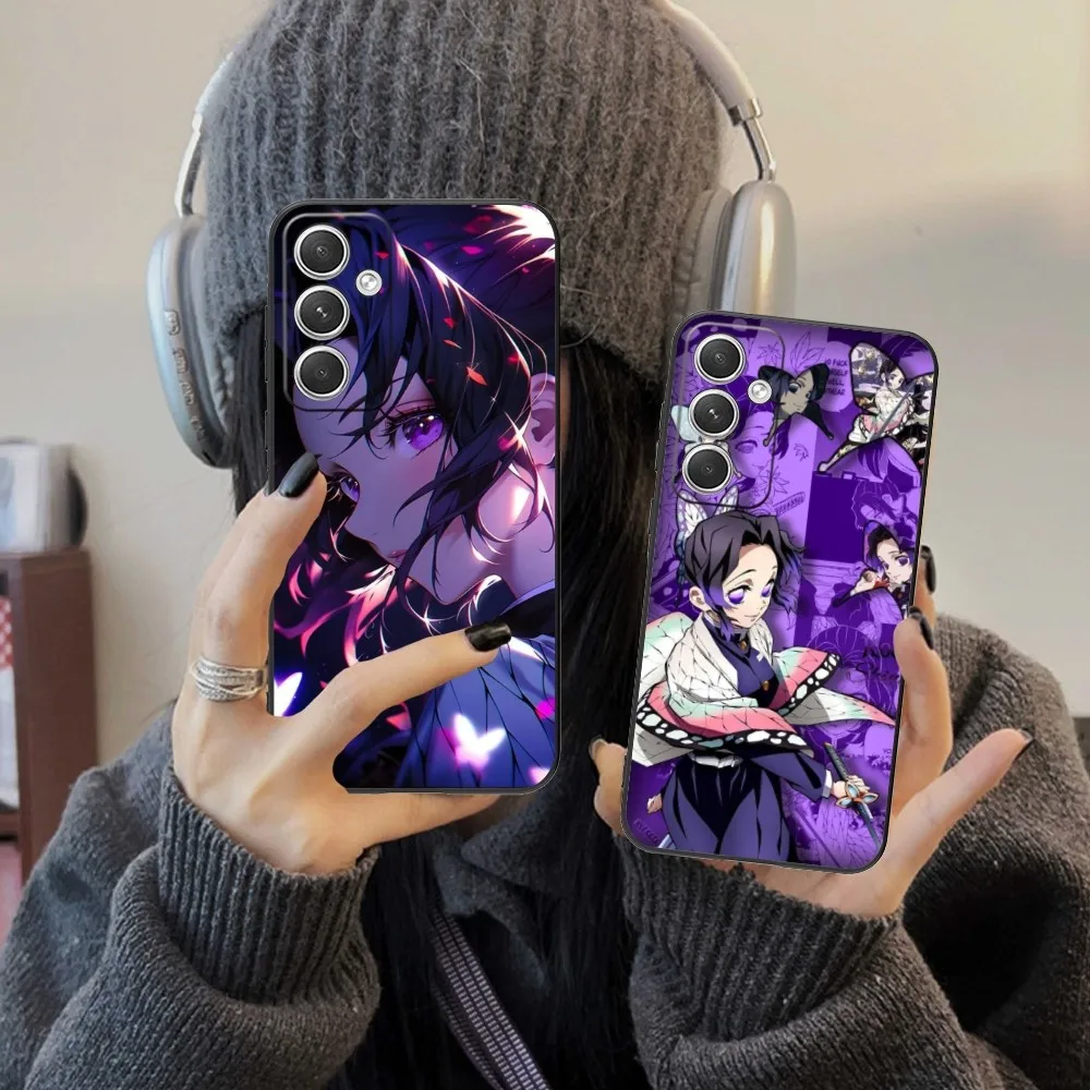 Demon Slayer Shinobu Mobile Phone Case for Samsung Galaxy S24 S23 S22 S21 S20 S10 S9 Plus FE Ultra Lite Black Phone Cover Funda