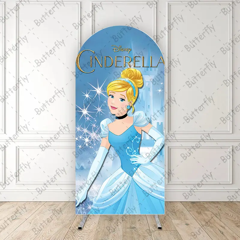 Disney Dreamy Castle Princess Cinderella Magic Blue Dress Custom Arch Backdrop  Cover Girls Birthday Party Background Decoration