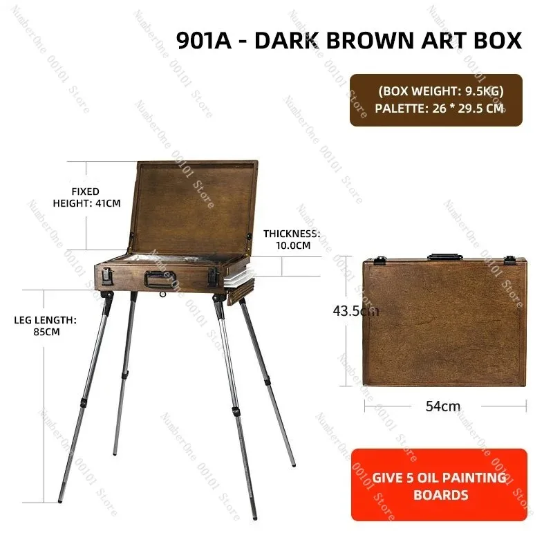 Wood Artist Supply Box Portable Folding Beech Boxwood Painting Tool Storage Case with Palette for Oil Acrylic Watercolor