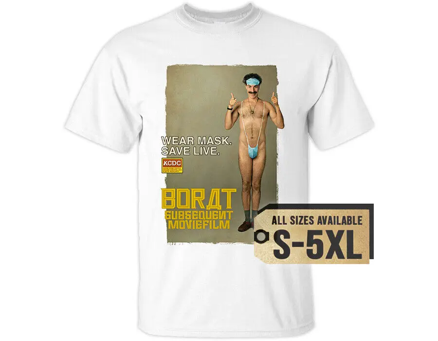 BORAT TV T-shirt TEE V3 Movie Poster cotton White Natural Gray all sizes S-5XL