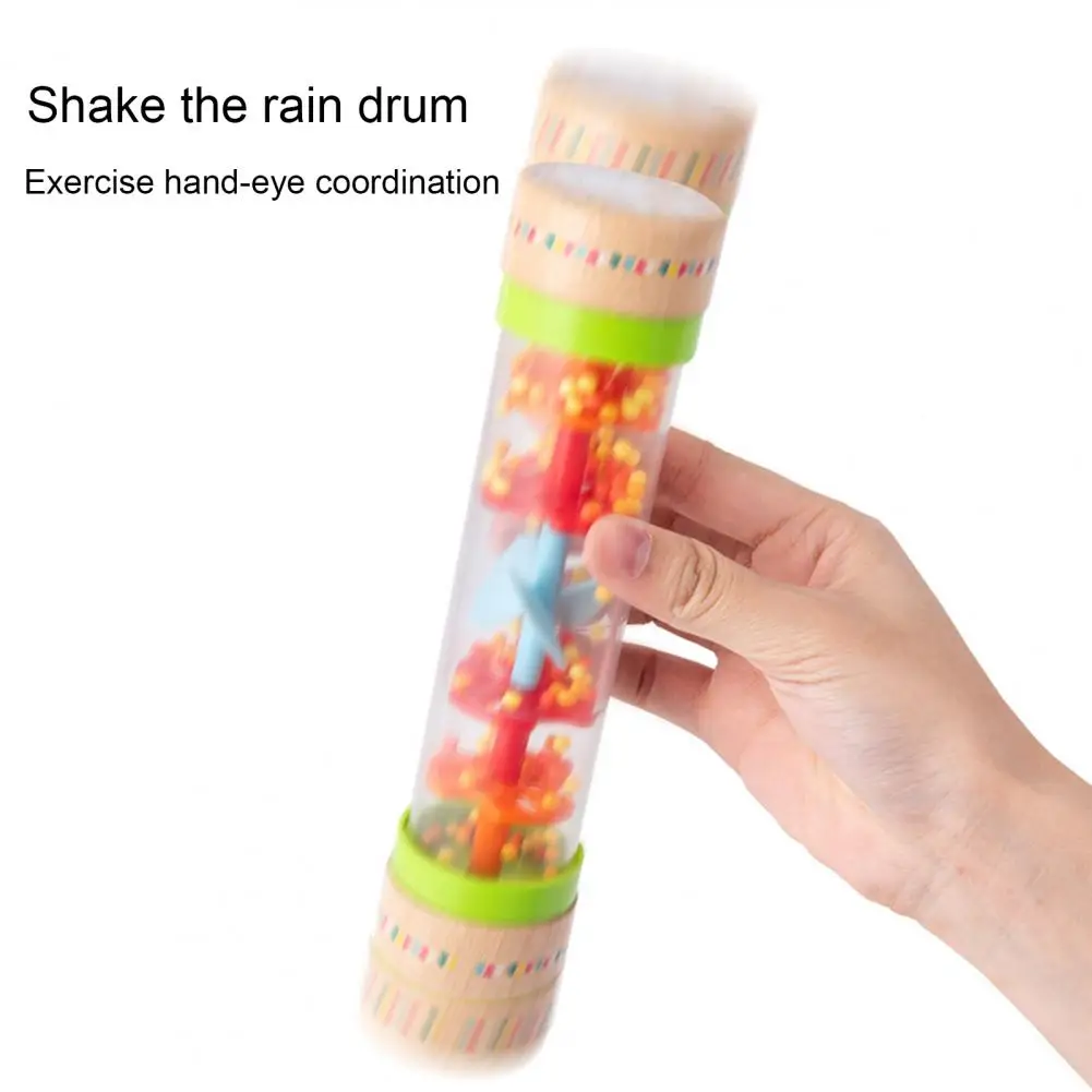 Beaded Raindrops Rainmaker Musical Rain Stick Toy for Babies Toddlers Developmental Instrument with Beaded Raindrops Tube Shaker