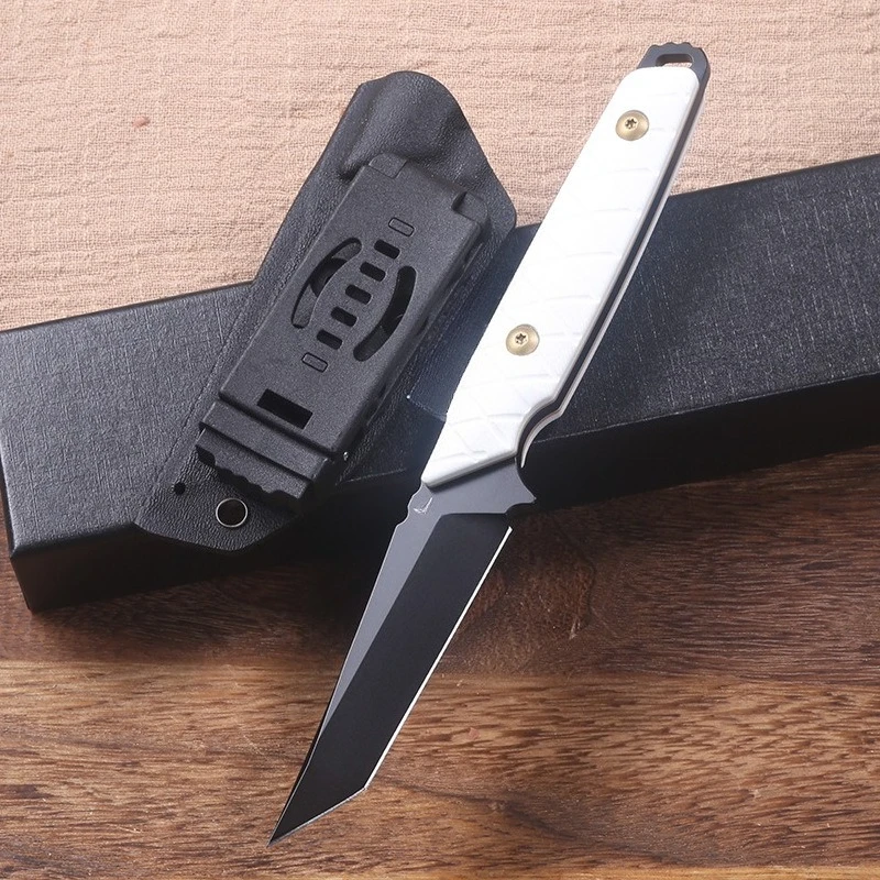 سكين خارجي متكامل D2 عالي الصلابة مع مقبض G10 شفرة ثابتة محمولة قاطعة الخبز مقشرة الفاكهة سكين قطع عملي