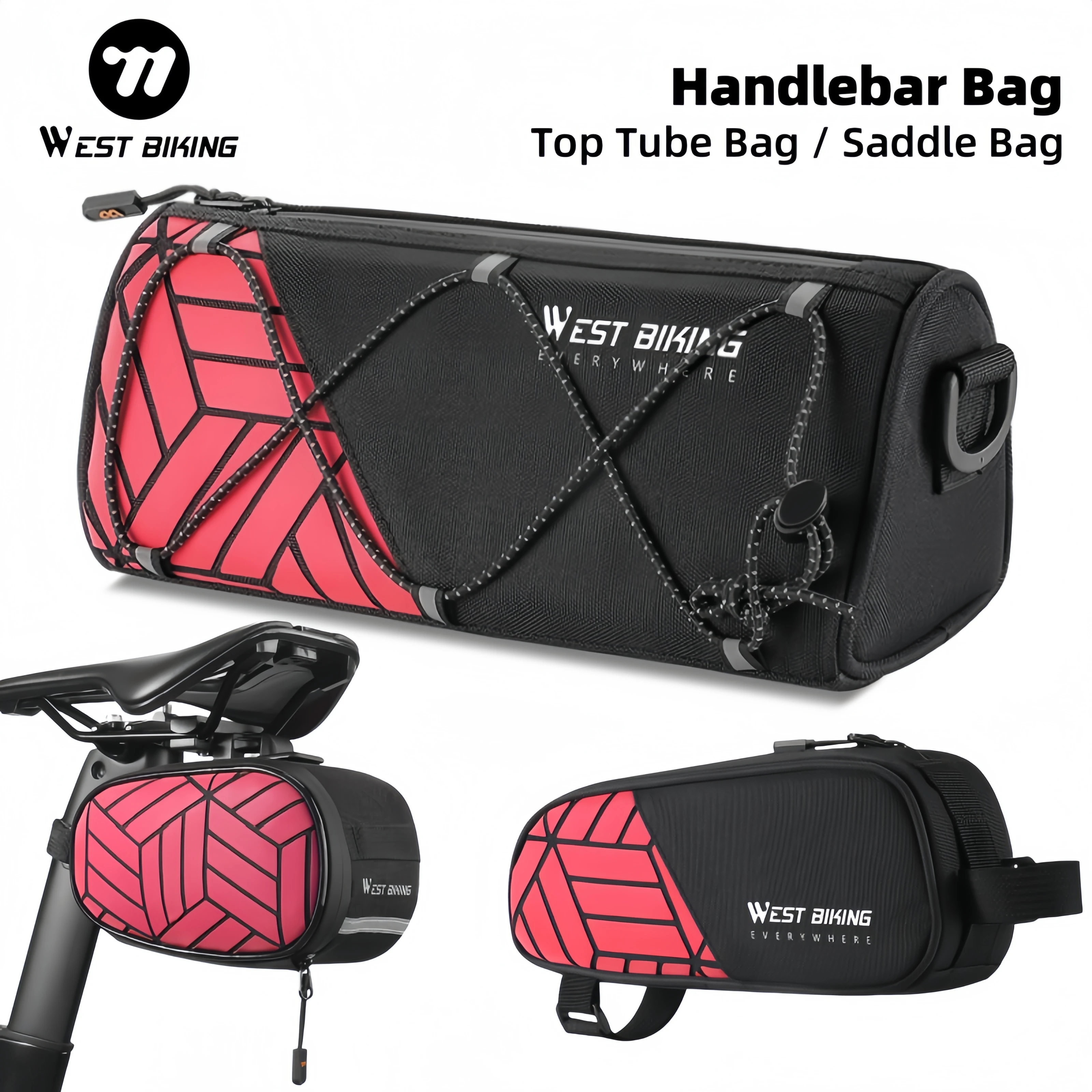 

WEST BIKING Bicycle Bag Set Portable Handlebar Bag Waterproof Top Tube Bag Bike Saddle Bags Multipurpose MTB Road Bike Accessory