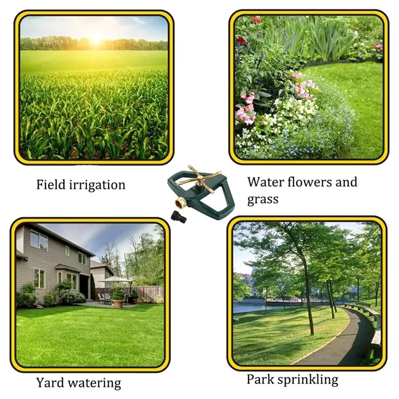 B97A-Metal Base,4-Arms Automatic Rotary Pulsating Sprinkler, 360 Degree Impact Sprinkle System