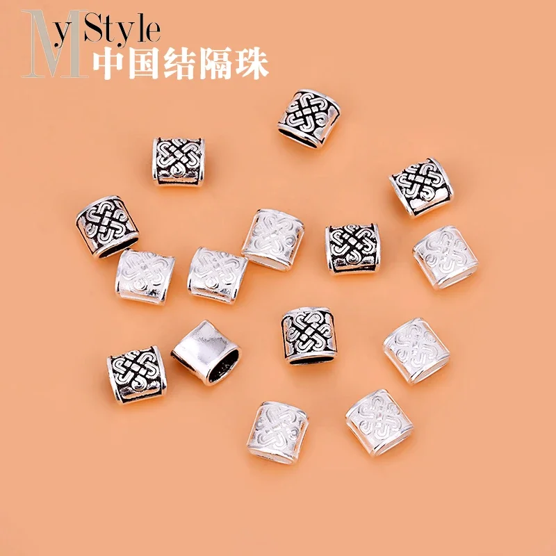 5PCS  transfer beads separated by bead S925 pure silver Thai silver loose beads handmade DIY material Bracelet