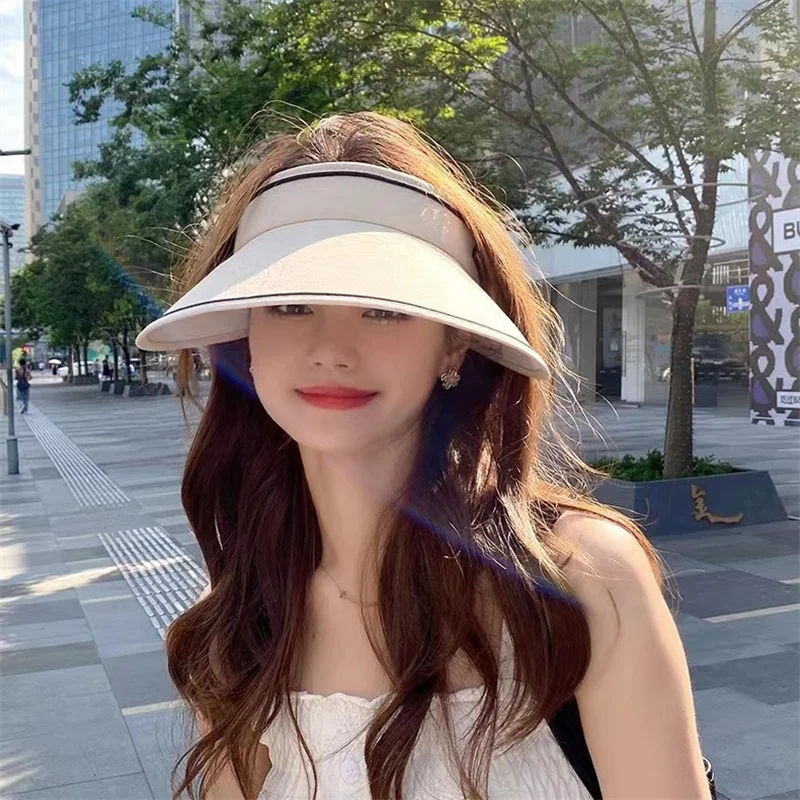 Summer Large Brimmed Empty Top Sun Protection Hat for Women's UV Protection, Sun Hat for Showing Face, Small