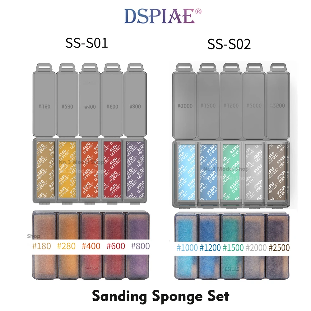 DSPIAE Sanding Sponge Set Containing Storage Boxes Professional Polishing Equipment For Gundam Hobby Model Making DIY Tools