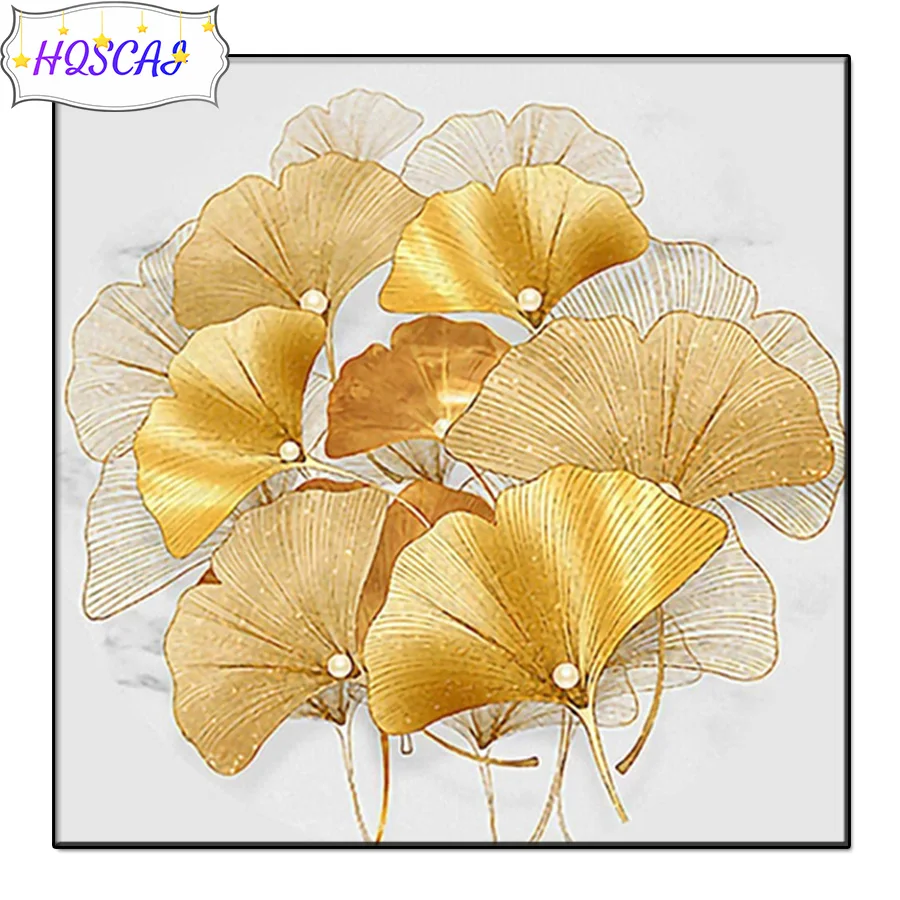 5D Golden ginkgo biloba diamond painting round diamond embroidery mosaic home decoration pattern DIY handmade new year gift