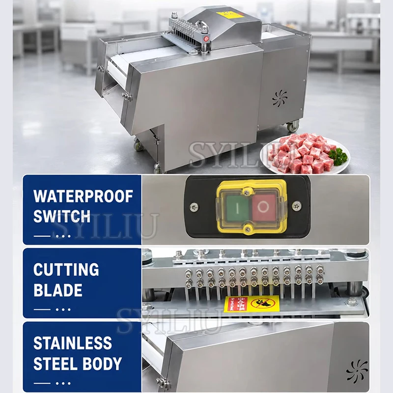 Commercial Frozen Fresh Meat Cutting Machine, Automatic Meat Cutting Machine, Chicken and Beef Slicing Machine