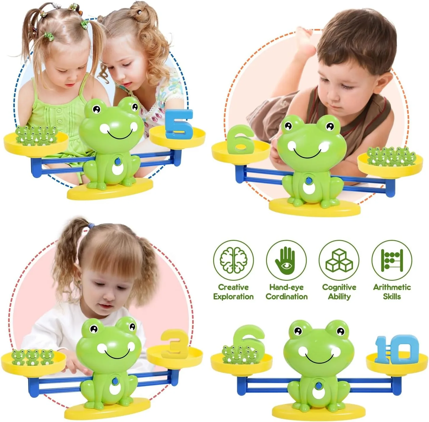 개구리 균형 저울 장난감, 숫자 계산 블록 게임, 어린이를위한 몬테소리 수학 게임, 유치원 유치원 학습 선물