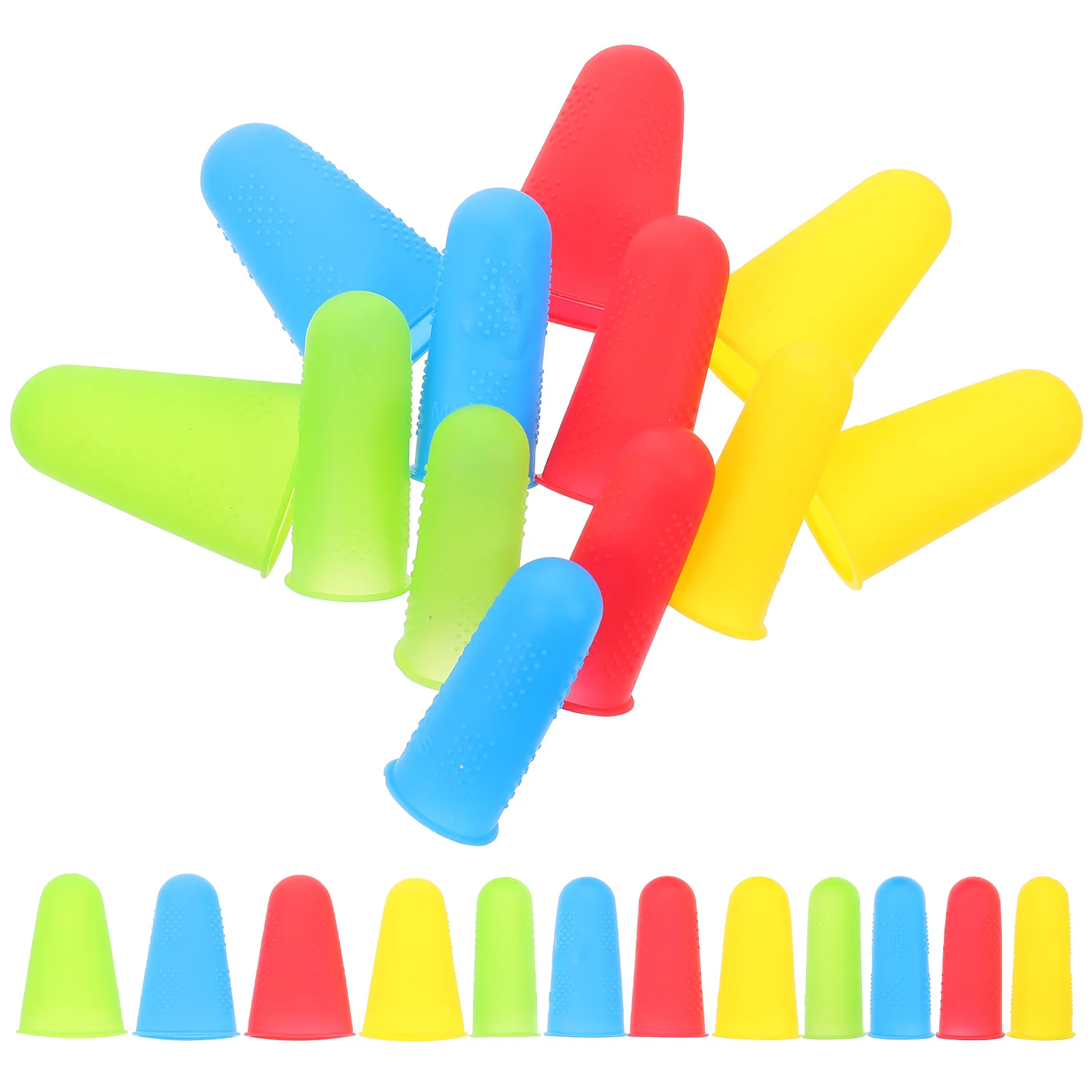 

12 Pcs Candy Color Silicone Finger Cots Non Slip Wear Resistant Reusable Protective Covers Thumb Protectors Gaming Knitting