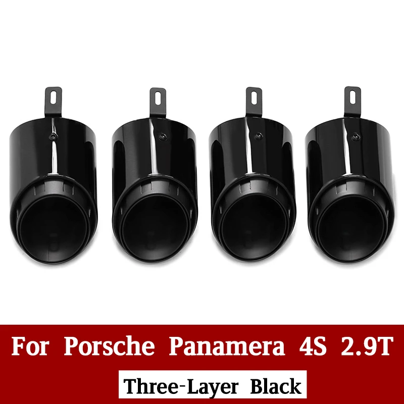 Voor Porsche Panamera 4 S 2.9 T 971 2017-2024 Uitlaat Rvs Zwart Uitlaat Uitlaatpijp Tip Nozzle vervanging Uitlaat - afbeelding 1