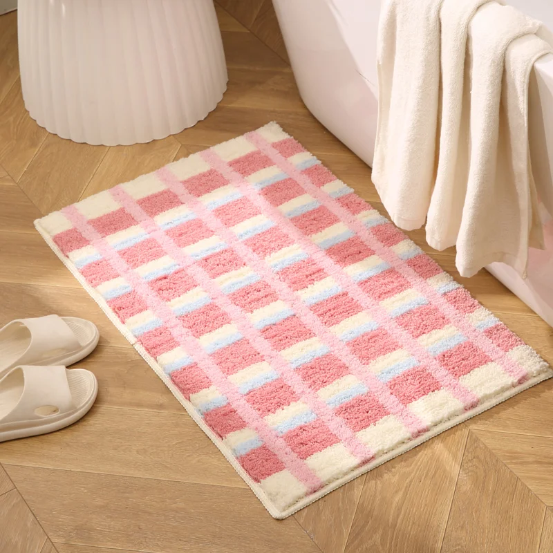 Floor Mat Bathroom Door Absorbent Quick Drying Foot Mat Toilet Bathroom Bathroom Carpet Bedroom Dopamine Imitation Cashmere Mat