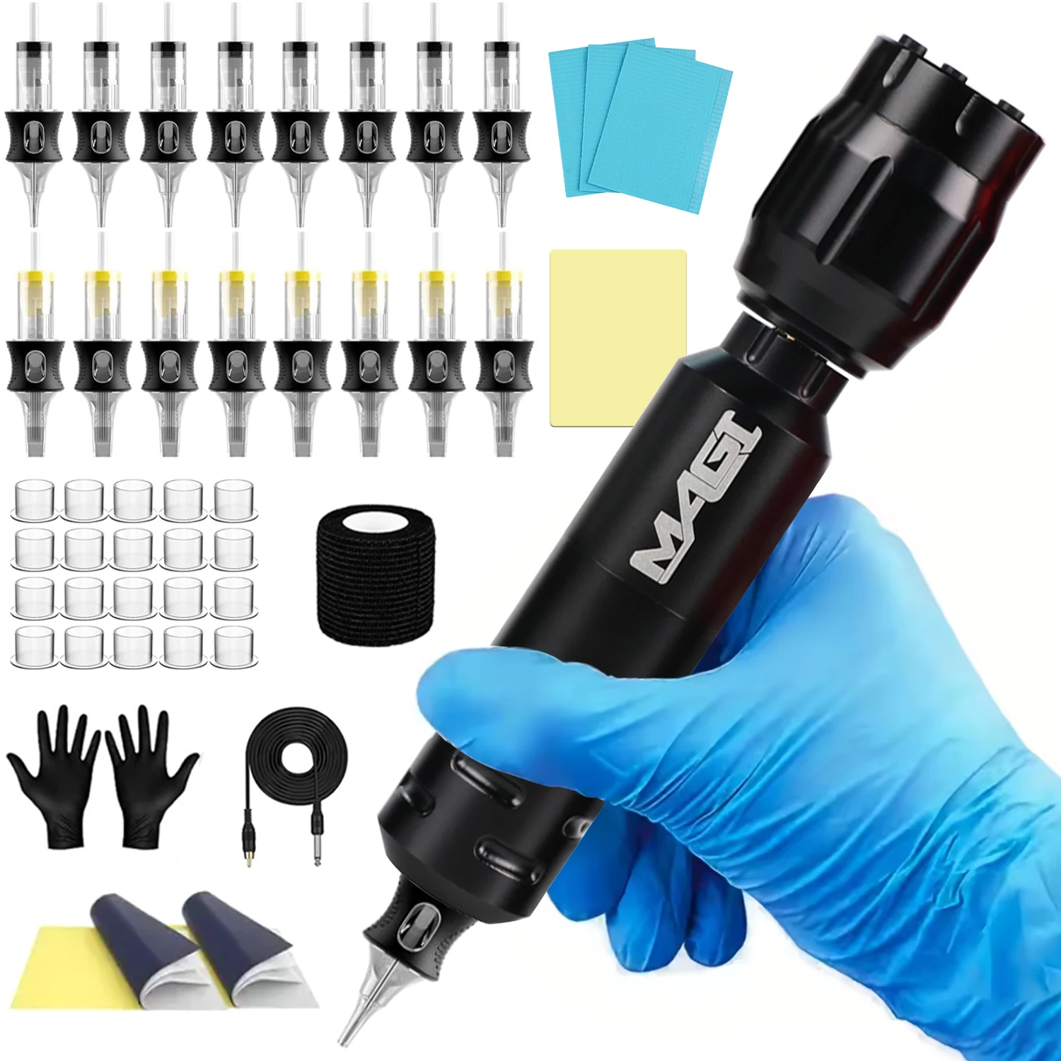 

Тату-пистолет, беспроводной набор для татуировки, ручка для татуировки с аккумулятором 1500 мАч, RCA-машинка для татуировки, профессиональный полный набор ручек для художника