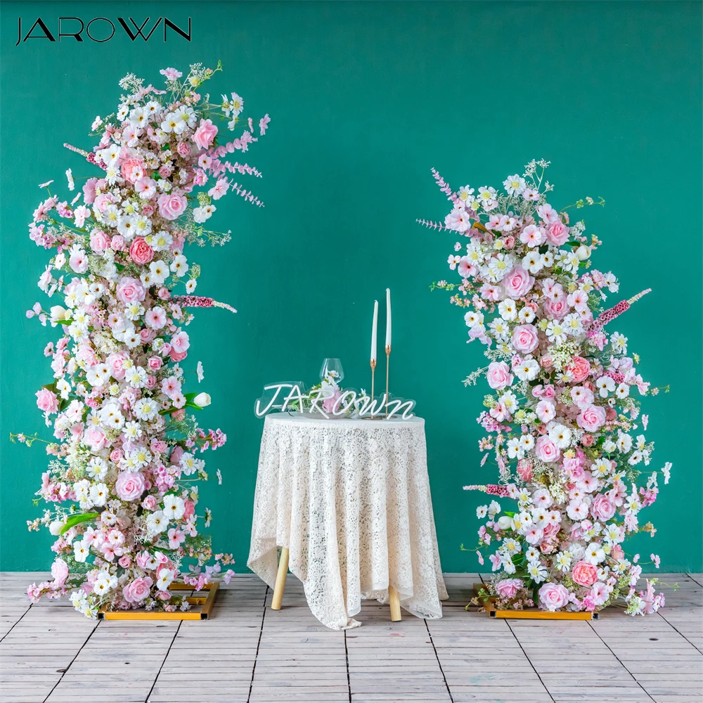 Flores Arificiales Decoracion Customized Pink White Rose Chamomile Flower Arrangement for Wedding Event Decor Horn Arch Props