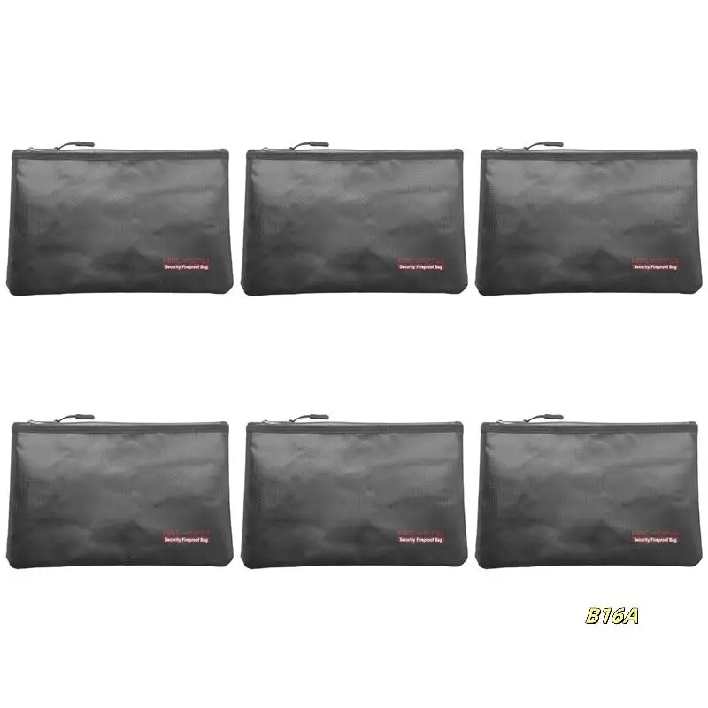 

6X Fireproof Money Safe Document Bag. Silicone Coated Fire & Water Resistant Safe Cash Bag. Fireproof Safe Storage