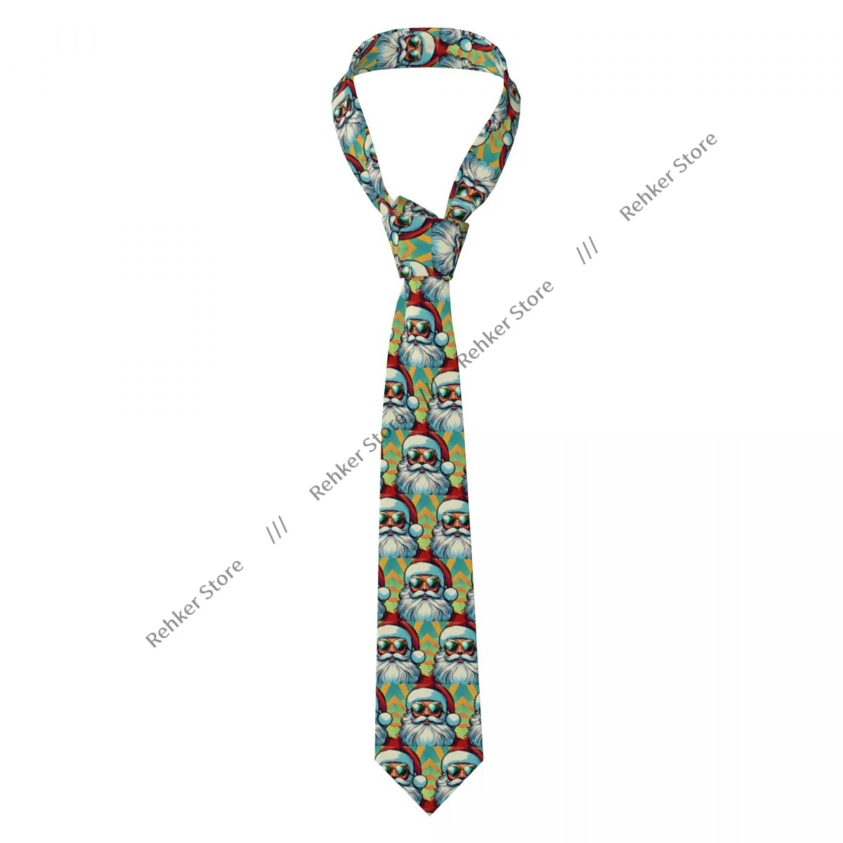 

Классический галстук, мужские галстуки для свадебной вечеринки, деловой галстук для взрослых, повседневный галстук с портретом Санта-Клауса в солнцезащитных очках