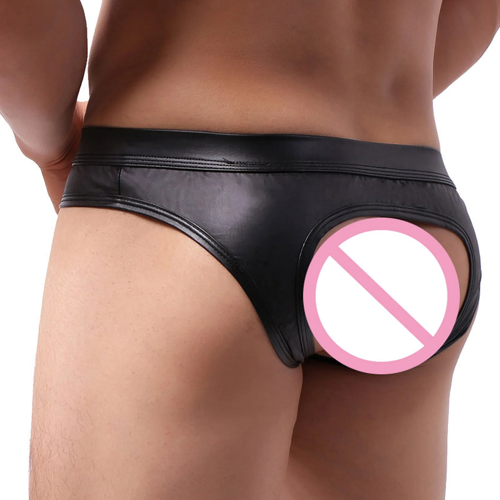 CLEVER-MENMODE cuecas masculinas de couro falso jockstrap sexy underwear masculino oco sem encosto pênis bolsa calcinha baixa cintura