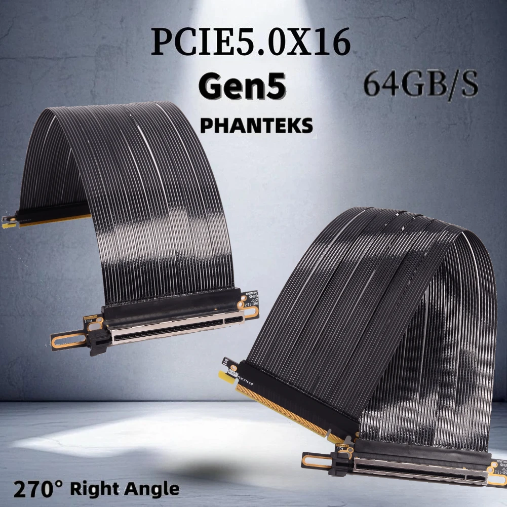 PCIe 5.0 X16 Riser Cable For NZXT H1 270° Reverse Right Angled GEN5.0 PHANTEKS 217e Chassis Graphics Card Vertical GPU Extension
