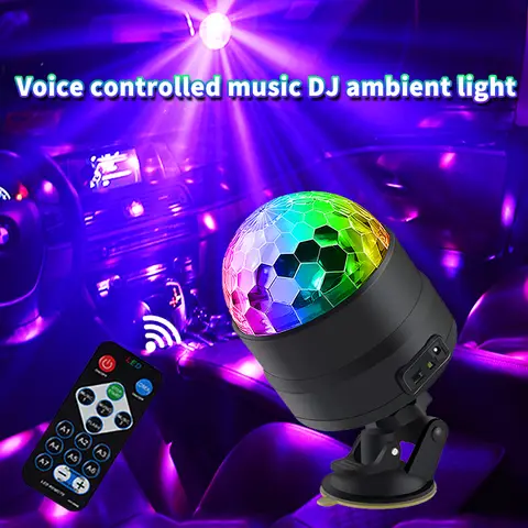 Colorful DJ car roof, ambient lighting, interior decoration, wireless voice control, music rhythm, flirting lights