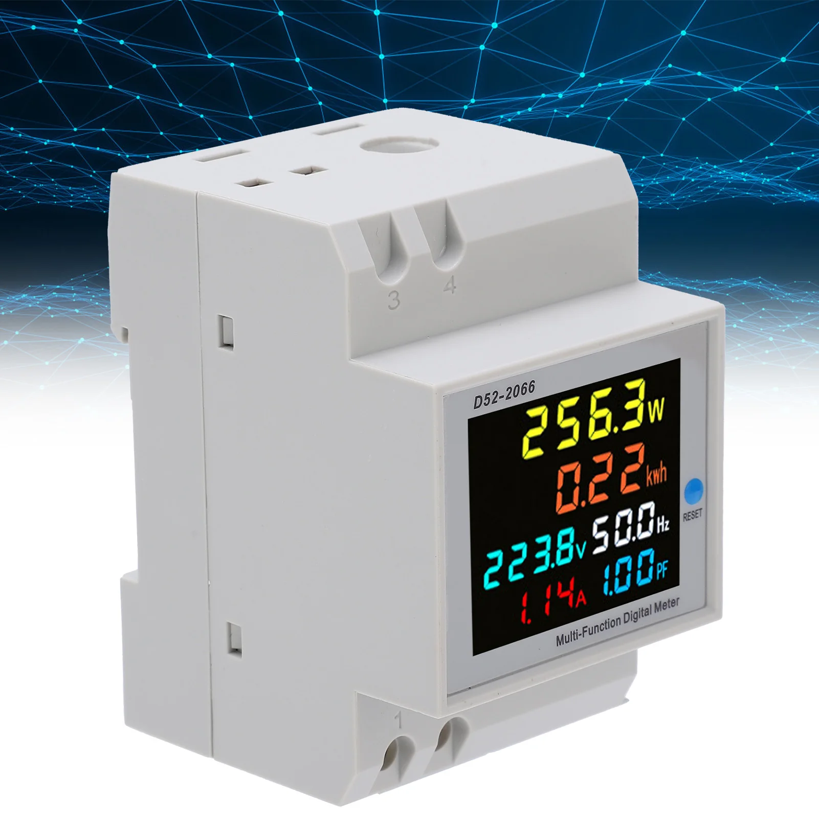 D52‑2066 Household Watt‑Hour Meter Rail Type 220V Smart Single Phase Energy Meter AC40.0‑300.0V LCD Display Electric Meter