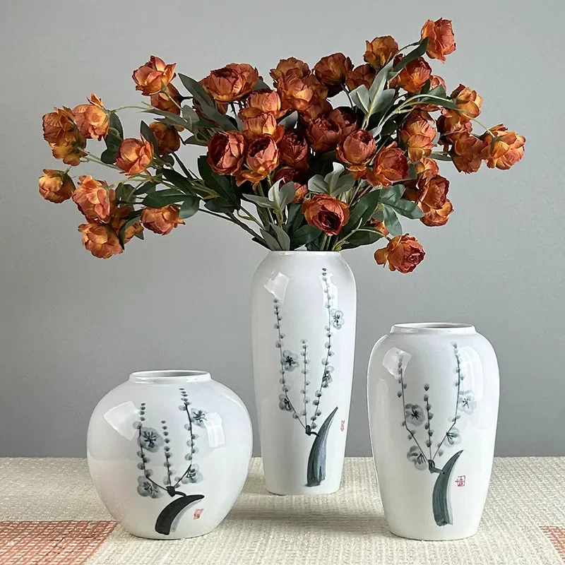 for Jingdezhen Ceramic Hand Painted Vase Flower Arrangement Hydroponic Dried Flower Ornament Bedroom Desktop Living Room Home