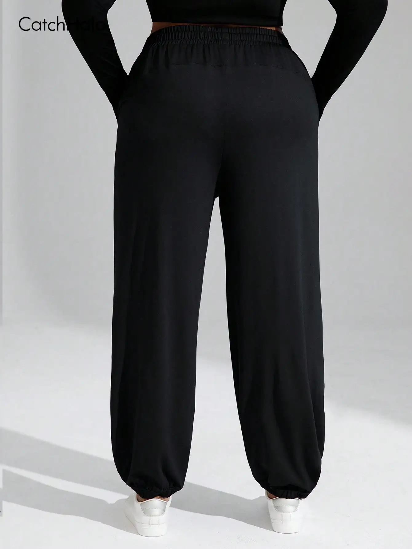 Plus Size Women's  Loose Wide Leg Jogger High Waist Elastic Drawstring Soft Breathable Casual Lounge Running Yoga Fitness Pants