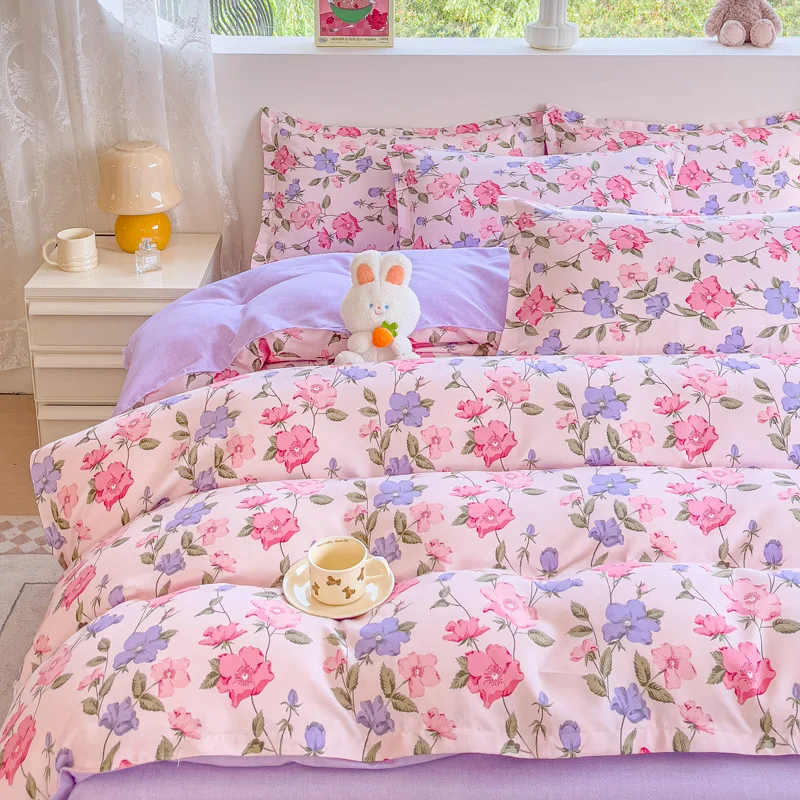 Flower Printed Brushed Duvet Cover Single/Queen/King Size funda nordica 150 cama High Quality copripiumino matrimoniale 이불커버
