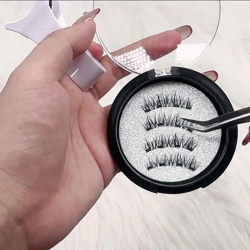 磁気まつげピンセット,カーラー付き,手作り,3D,ナチュラル,再利用可能