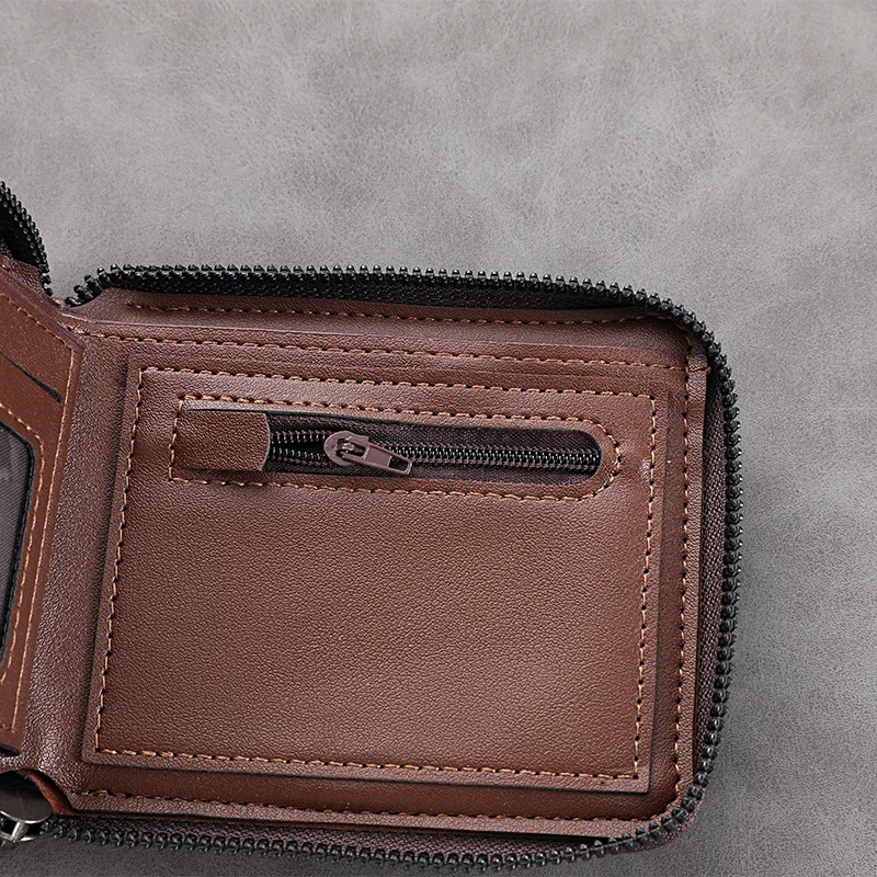 2025 رجل جديد قصير محافظ ثنائية الطي متعددة بطاقة موضة محفظة من جلد PU عالية الجودة الرجال الكلاسيكية المحفظة مع حقيبة عملة سستة #4