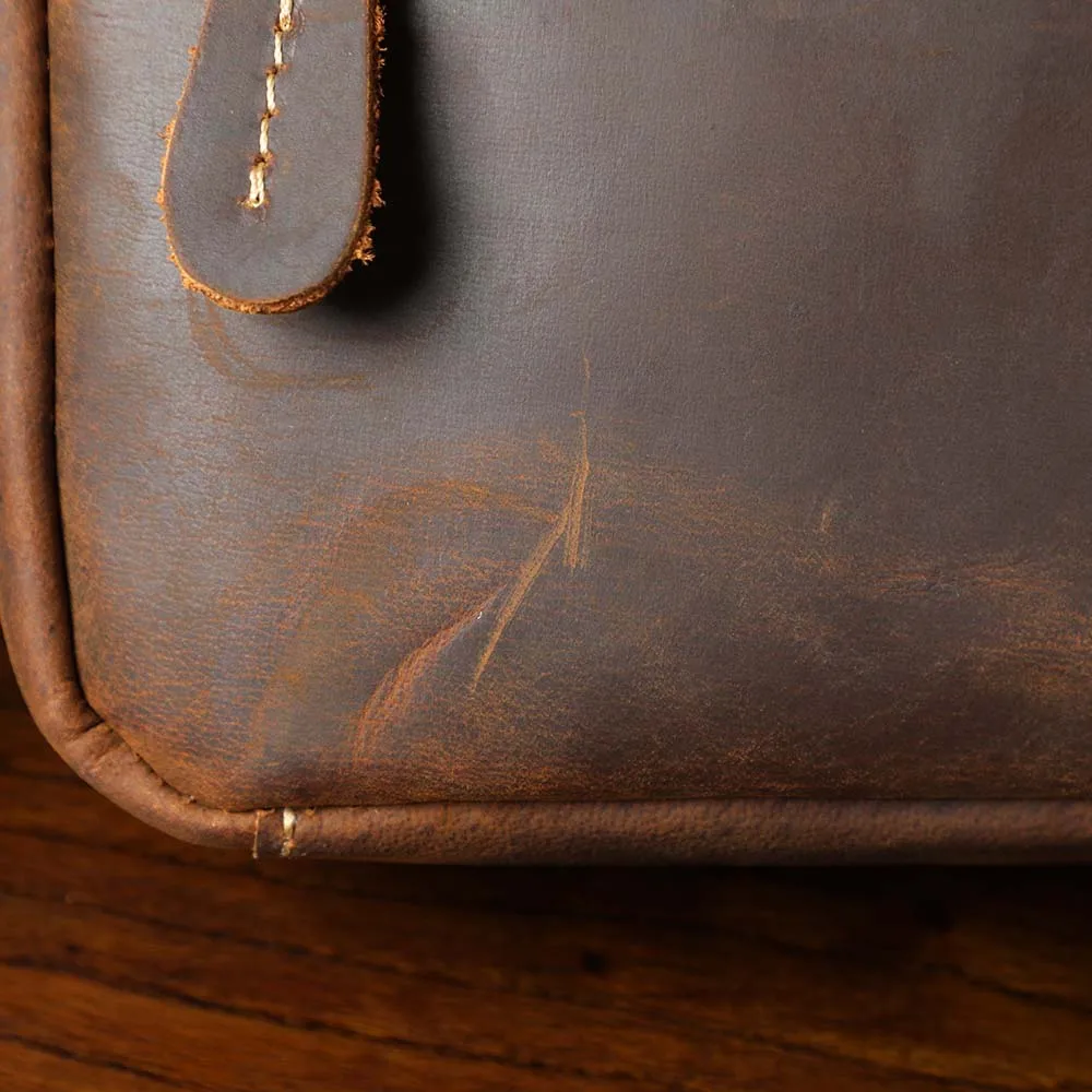 S.WORKER Vintage-Umhängetasche aus Vollnarbenleder, Herren-Schultertasche, Mini-Handy- und Schlüsseltasche – Detail 10