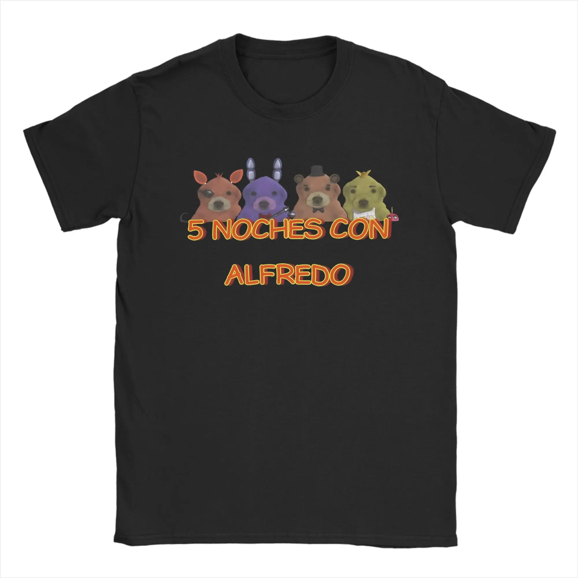 Camisetas de algodón para hombre 5 Noche Con Alfredo Freddyed Bonnie Game, camiseta de cuello redondo, ropa de manga corta, tallas grandes