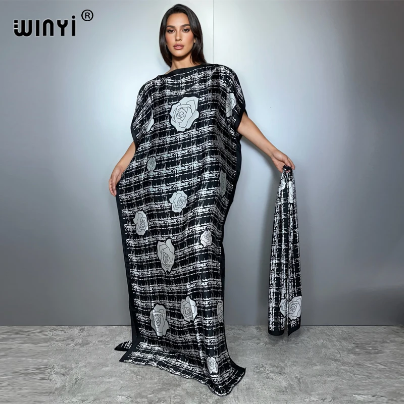 

WINYI muslim african traditional dress for woman abaya dubai luxury Kaftan evening dress Elegant Maxi Length Dress beach covers