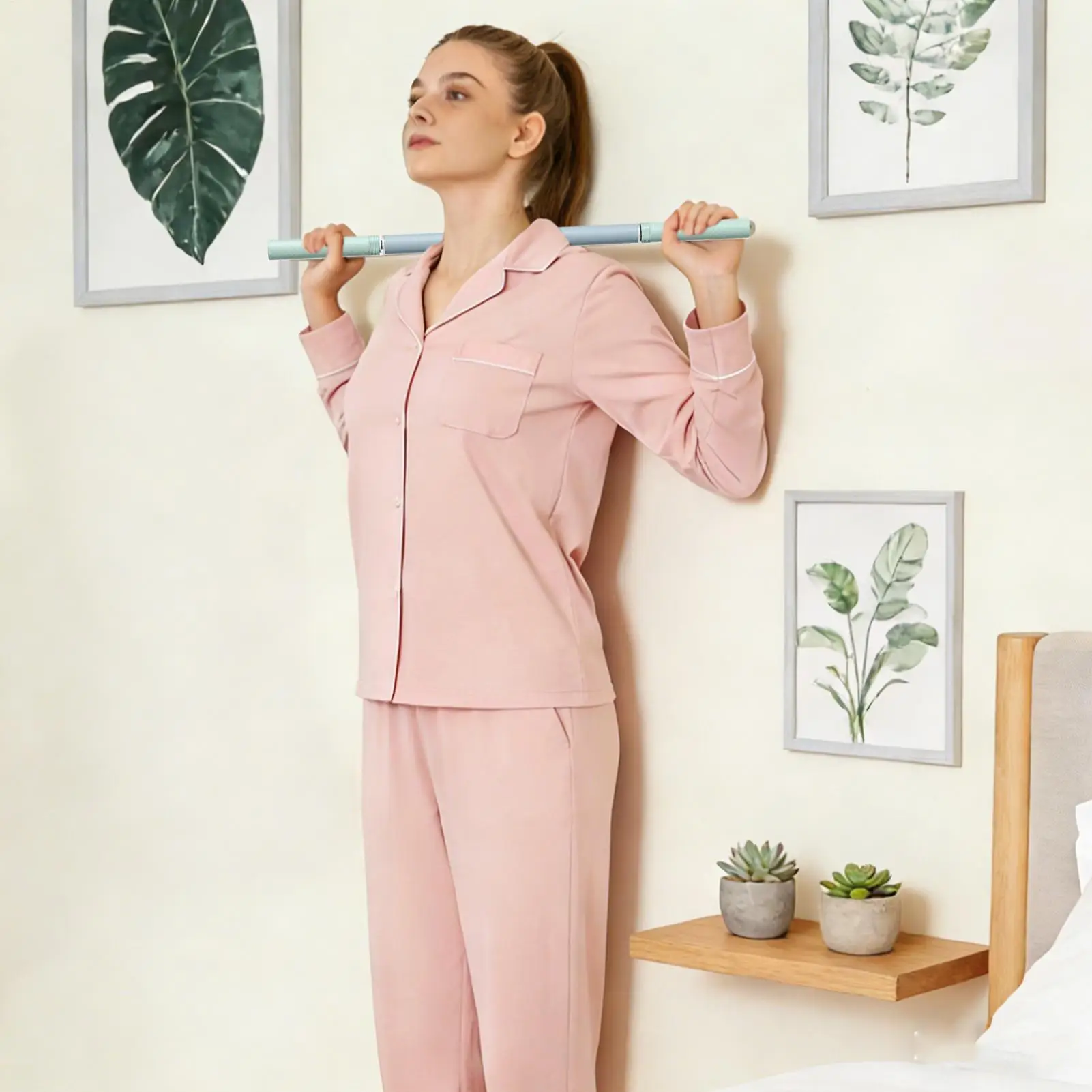 

Палка для йоги для растяжки, инструмент для релаксации, роликовый корректор горбатости, стоящая тренировочная палка с открытой спиной для аксессуаров для фитнеса