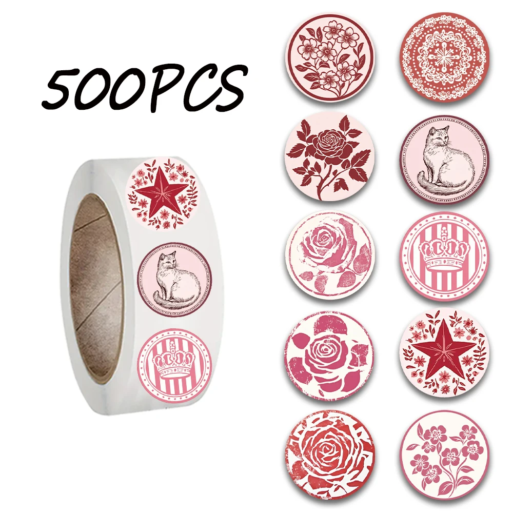 500PCS flower series creative roll stickers, 10 pattern styles, suitable for decorating water bottles, guitars, computers,